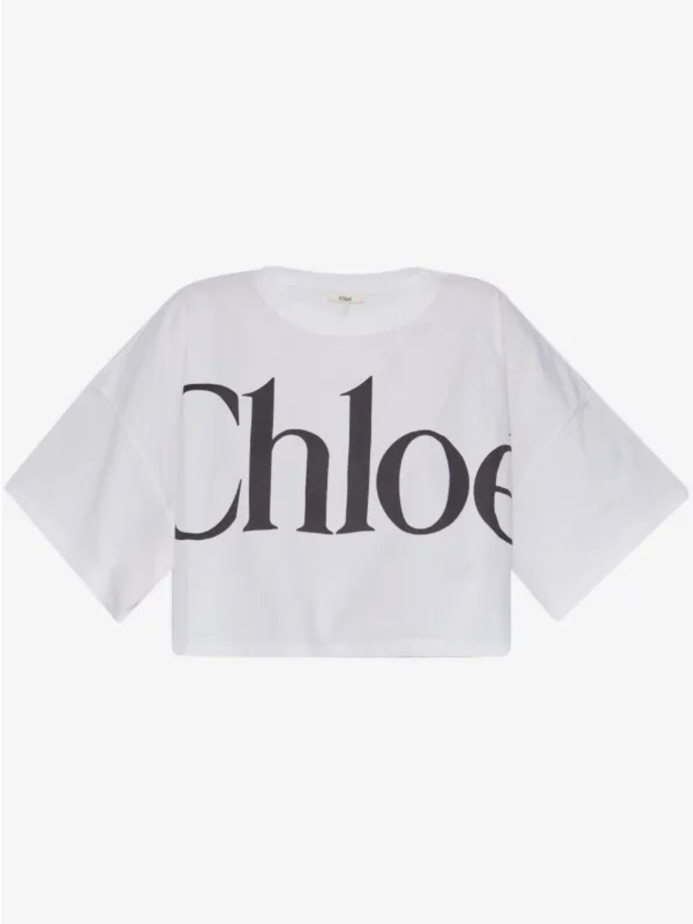 CHLOE White Logo Cropped Cotton Tee